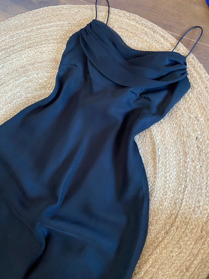 Tiffany’s black chiffon prom dress uk 10-12