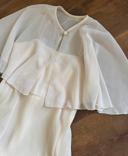 Vintage 70s 2-piece dress & cape wedding set uk 6-8/XS