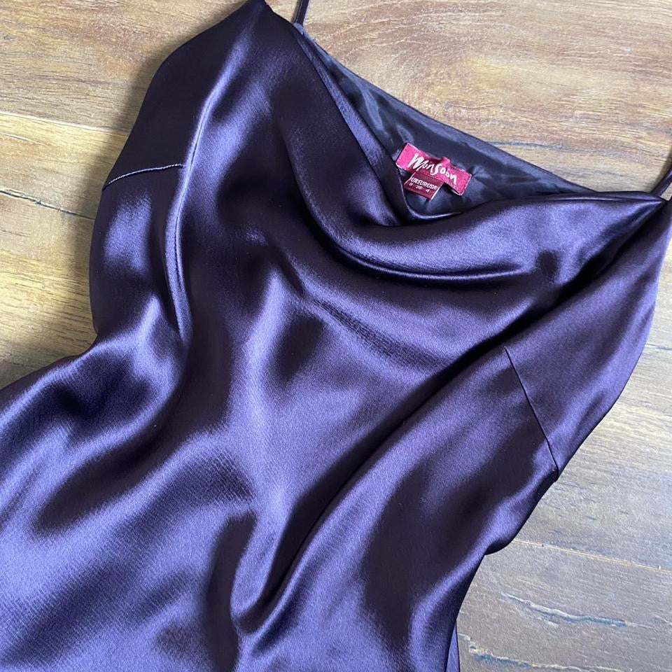 Monsoon maroon silky slip dress UK 8