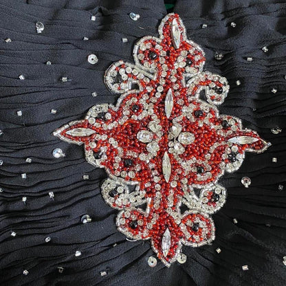 Bernshaw black 100% silk halter-neck evening gown UK 10