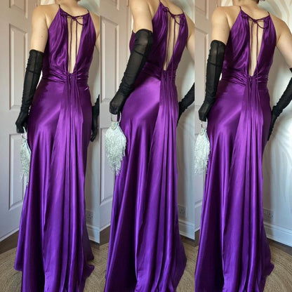 Niki Livas purple satin evening dress UK 8, 10 & 12 available