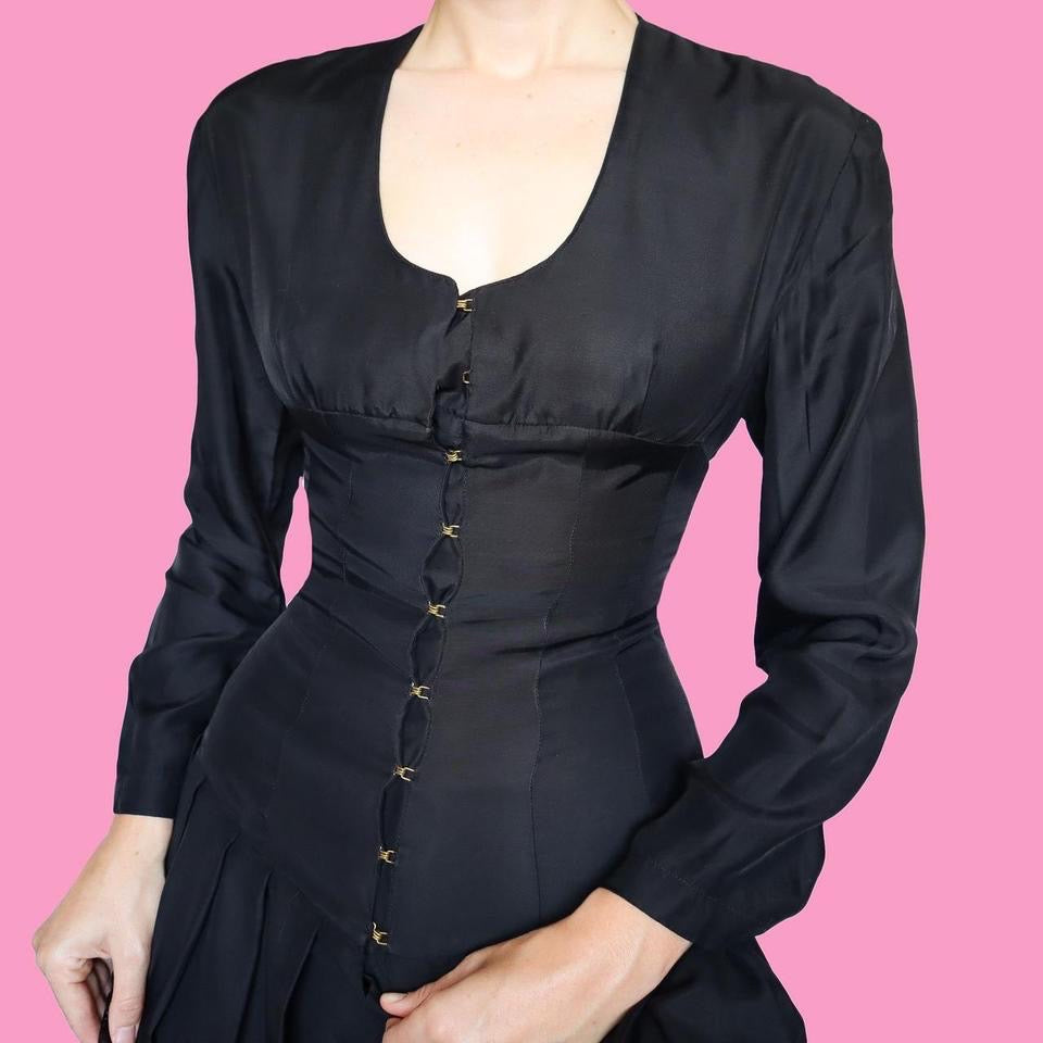 Nick Coleman black long sleeve mini dress UK S