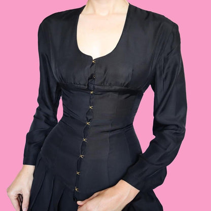 Nick Coleman black long sleeve mini dress UK S