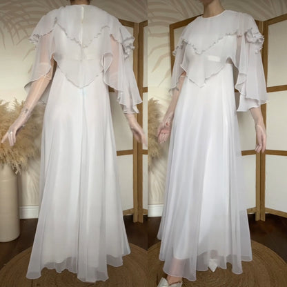 John Charles 70s white floaty wedding dress uk 12