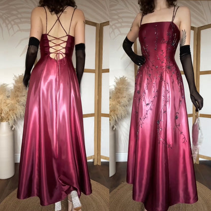 Dave & Johnny pink satin ombré beaded dress uk 10