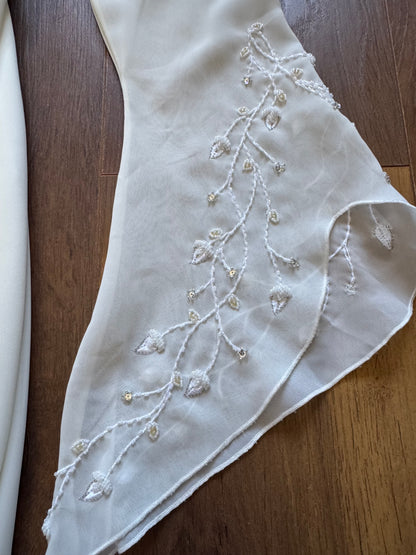Ivory long sleeve ethereal wedding dress uk 16