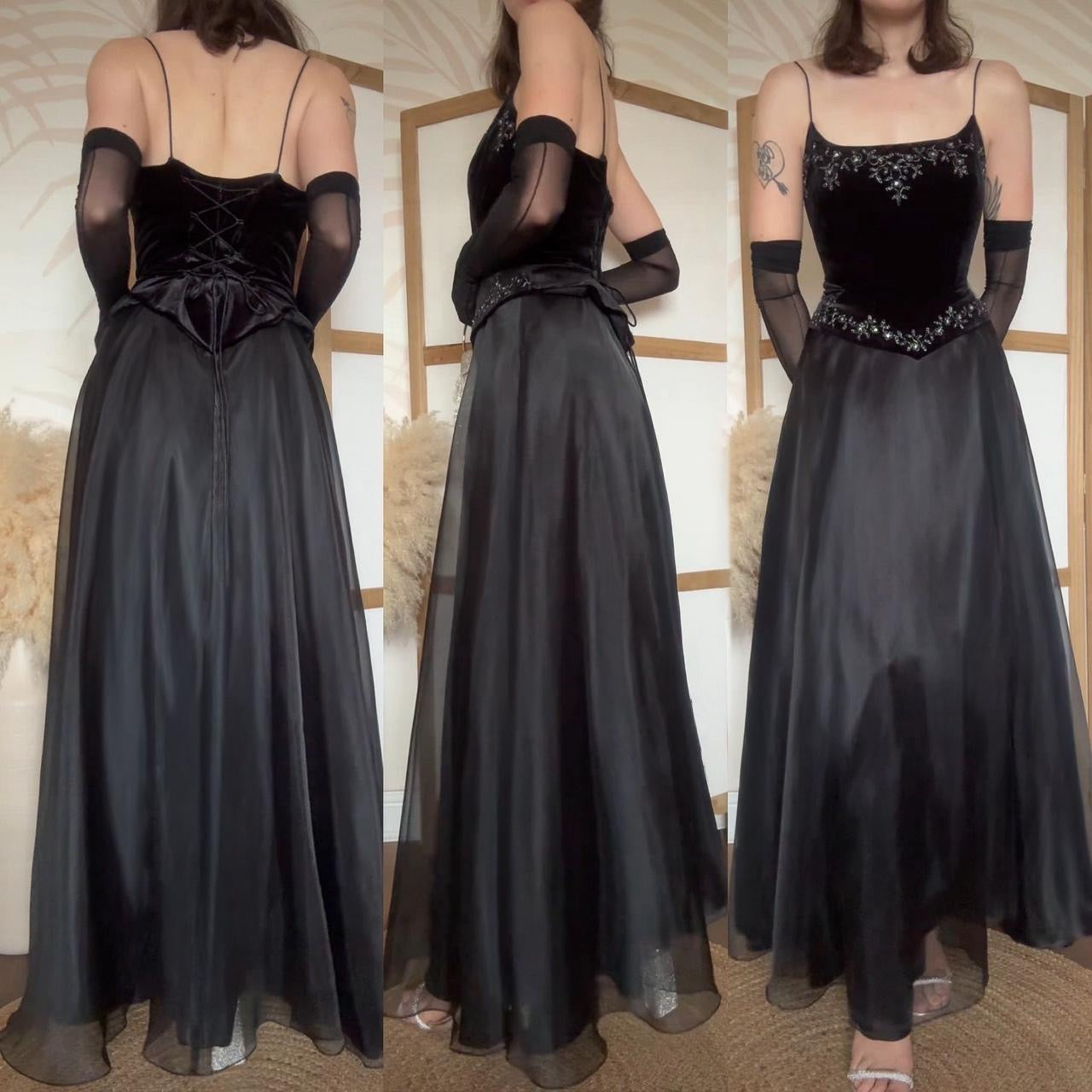 Dave & Johnny black prom dress & shawl uk 12