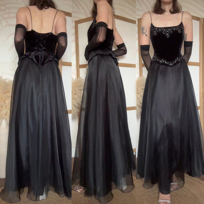 Dave & Johnny black prom dress & shawl uk 12