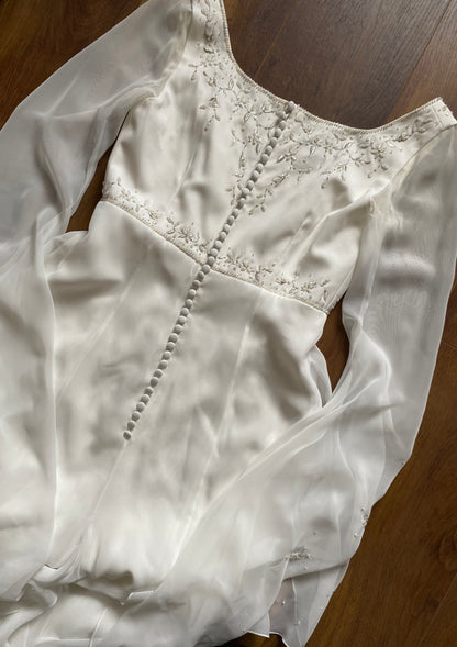 White long sleeve ethereal wedding dress UK 12