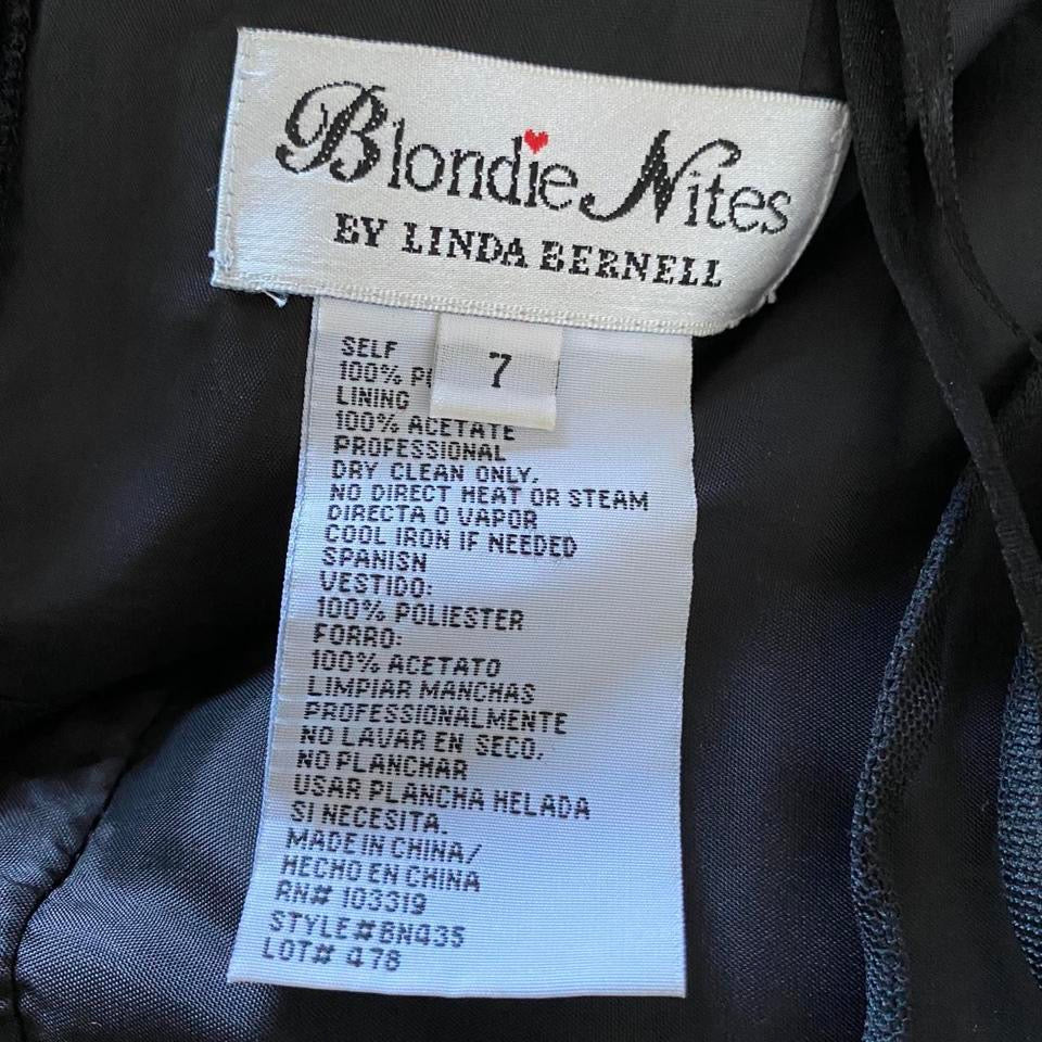 Black layered ribbon tulle evening dress UK 12 available