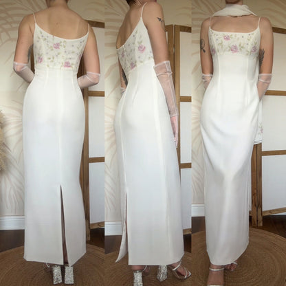Elegant ivory wedding dress & shawl uk 10-12