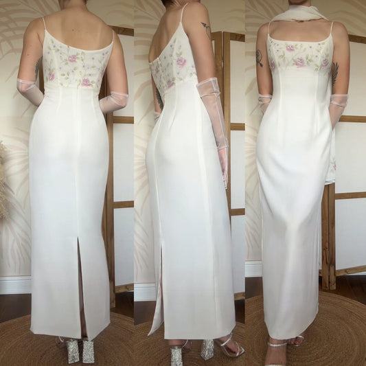 Elegant ivory wedding dress & shawl uk 10-12