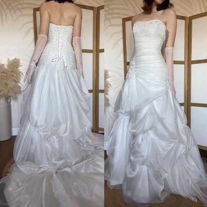 Maggie Sottero white organza wedding dress uk 14