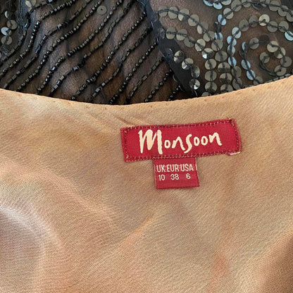 Monsoon 100% silk sequin midi dress UK 10