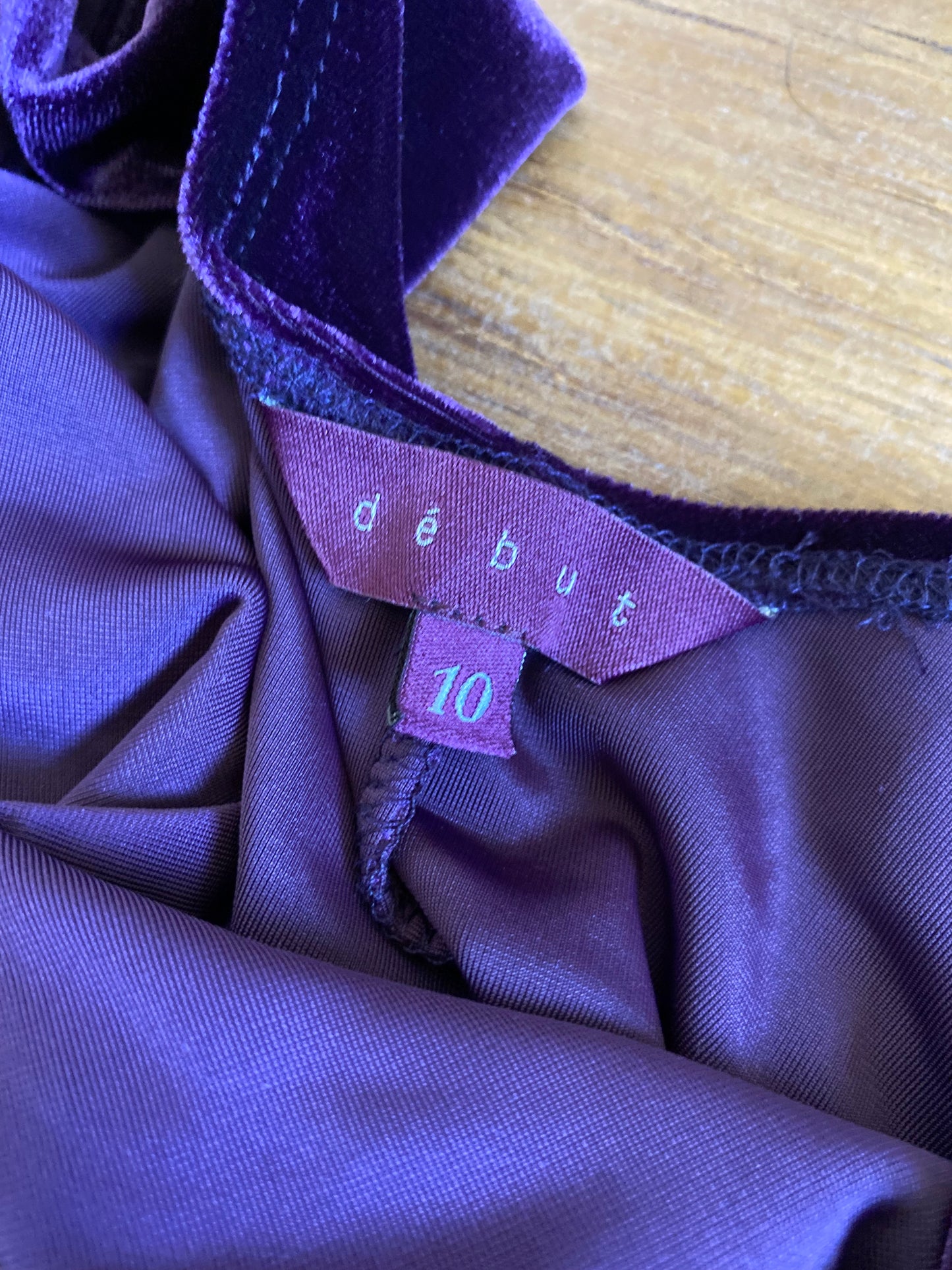 Purple Debut velvet stretch evening dress UK 10