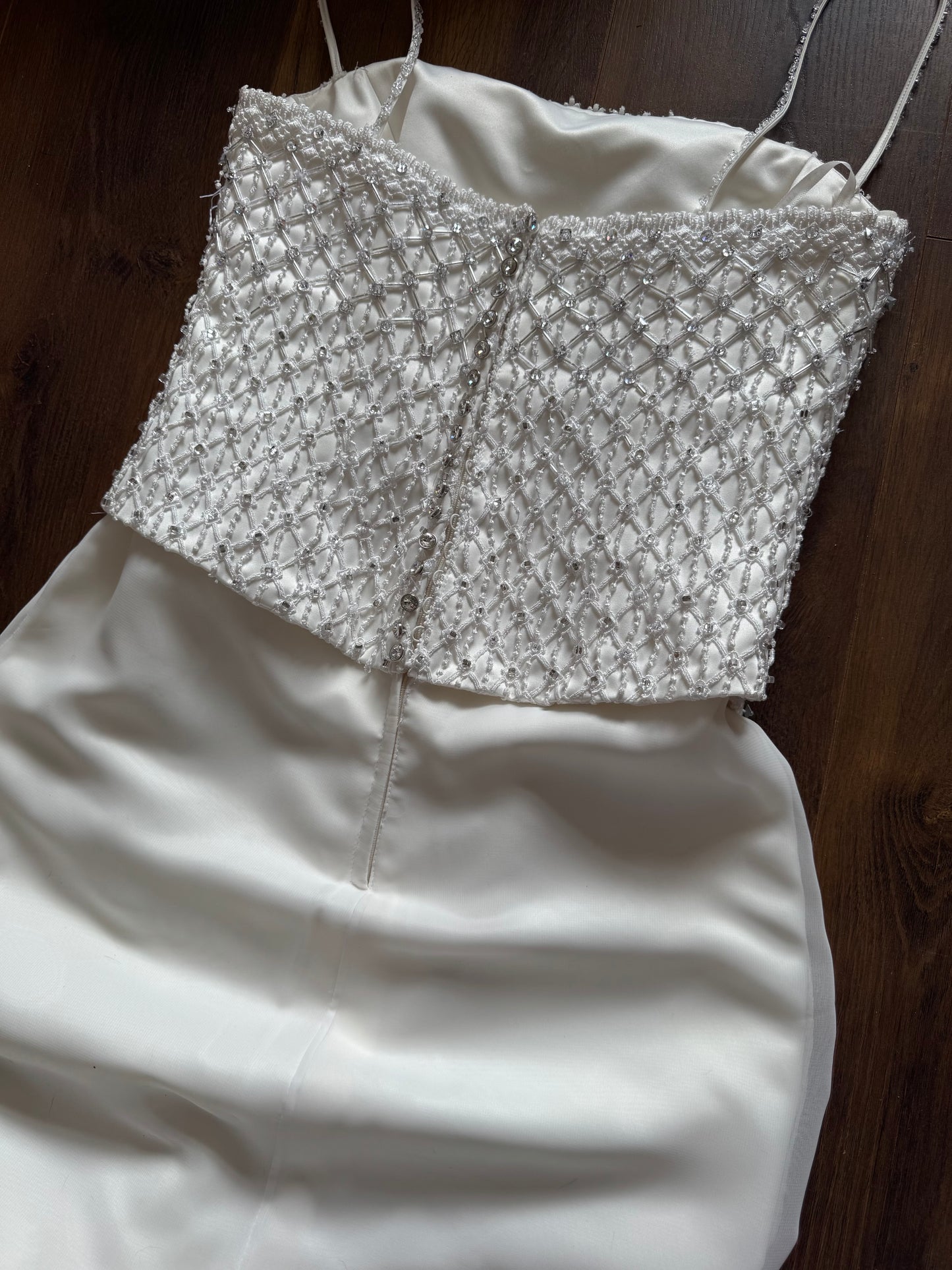 White lace & bead wedding dress uk 12