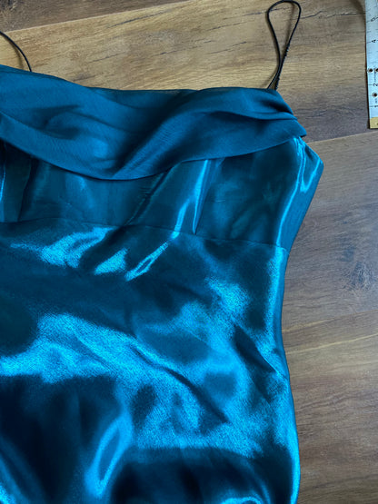 Teal Dave & Johnny silky evening dress UK 12