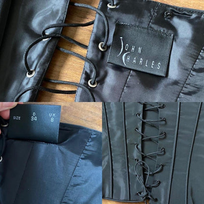 Black John Charles 2 piece corset & skirt set UK 6/8