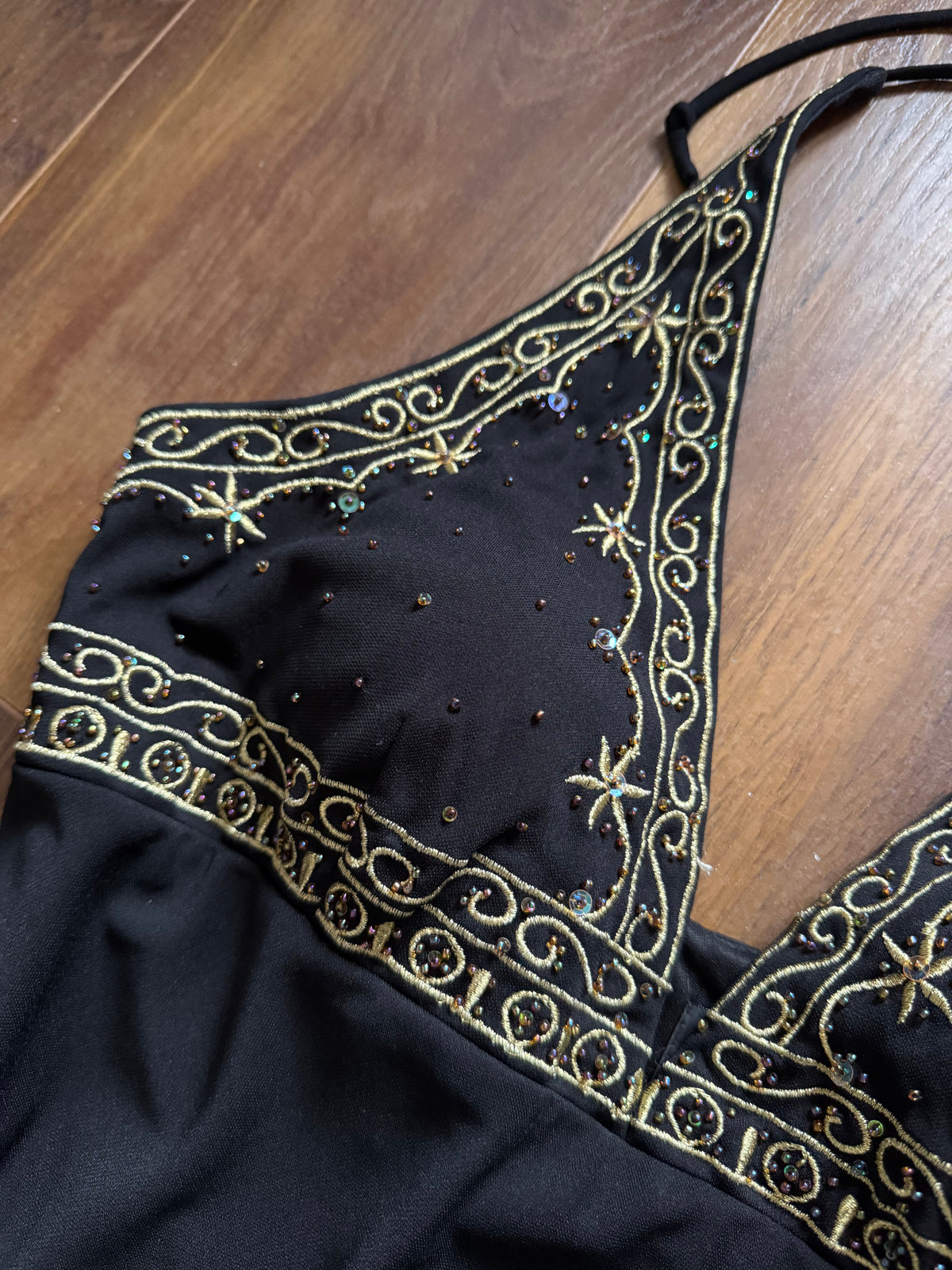 Black stretch halter neck evening dress uk 12