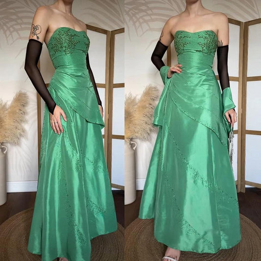 Minty green strapless beaded prom dress & shawl uk 14