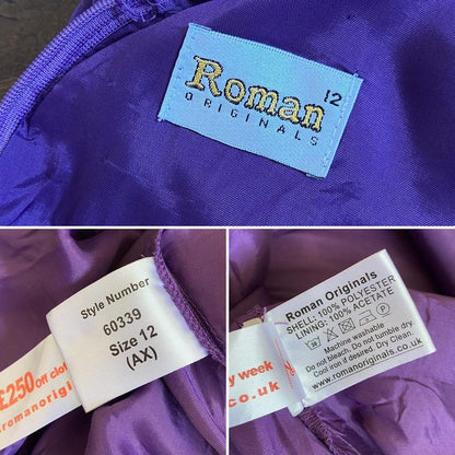 Purple petite chiffon evening dress uk 12