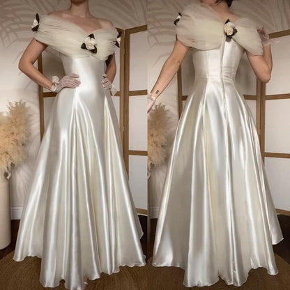 Dreamy vintage Ellis ivory satin wedding dress uk 14