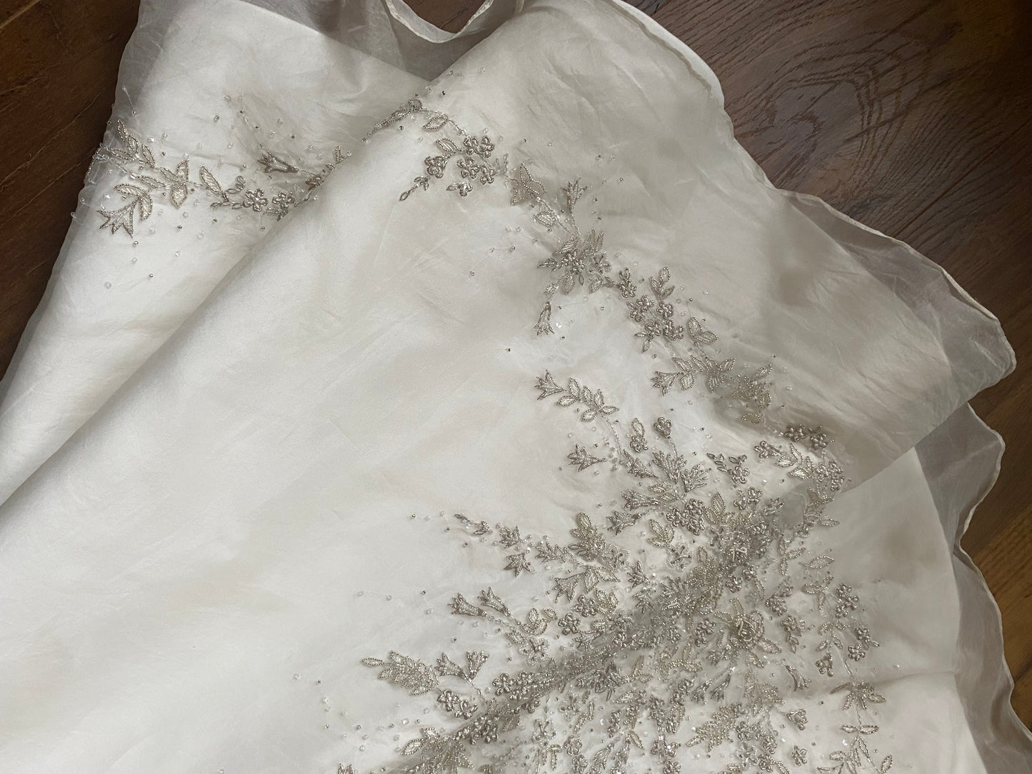 100% silk strapless wedding dress UK 12