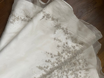 100% silk strapless wedding dress UK 12