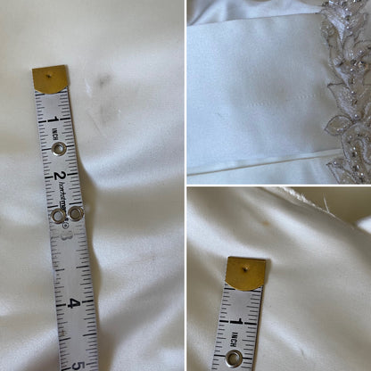 Hilary Morgan ivory satin fit & flare wedding dress uk 14