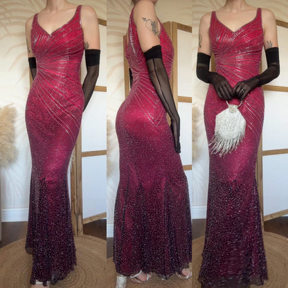 100% silk pink beaded evening dress uk 10