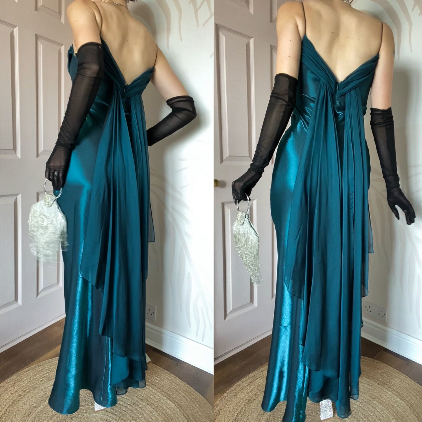 Teal Dave & Johnny silky evening dress UK 12