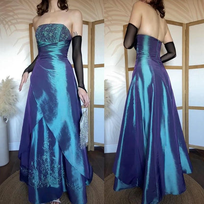 Aqua iridescent strapless a-line prom dress uk 10-12