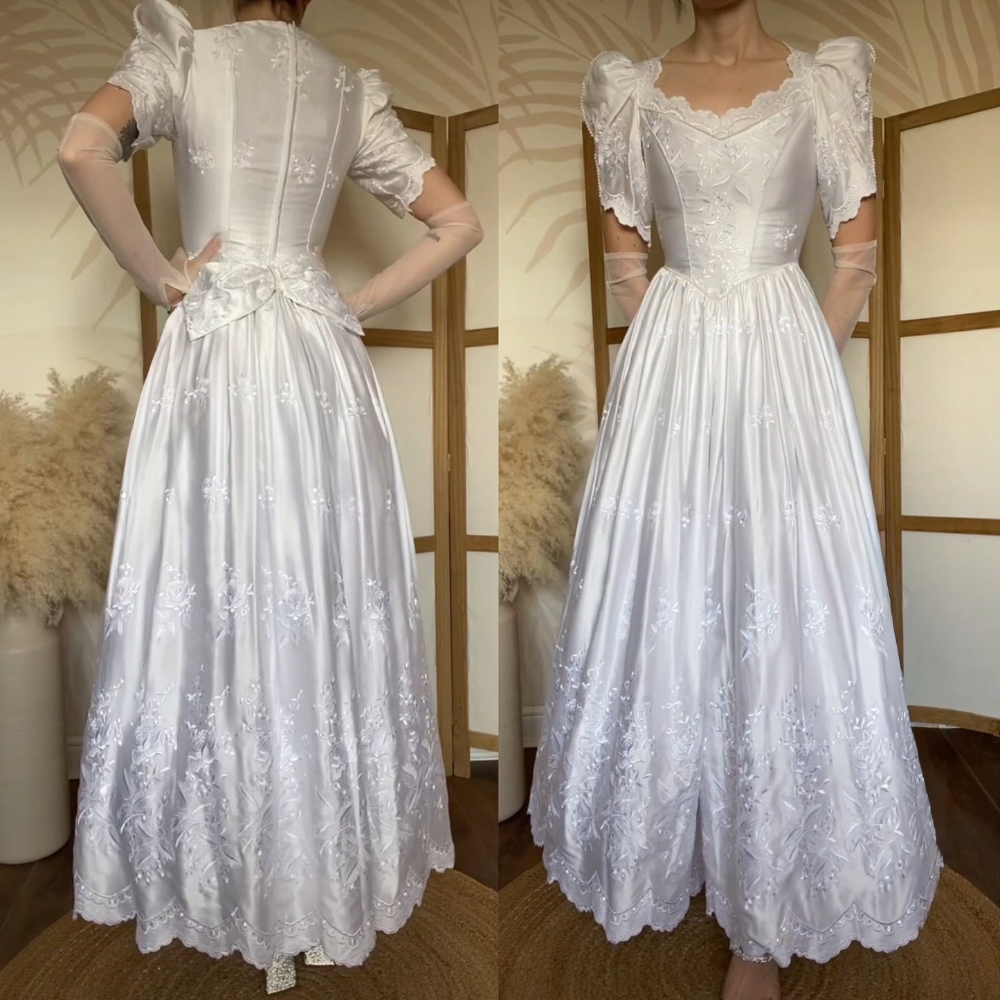 White Joel Peters 80s lace wedding dress uk 8-10