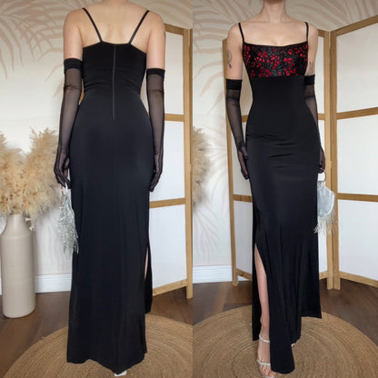 Tadashi black stretch evening dress uk 10
