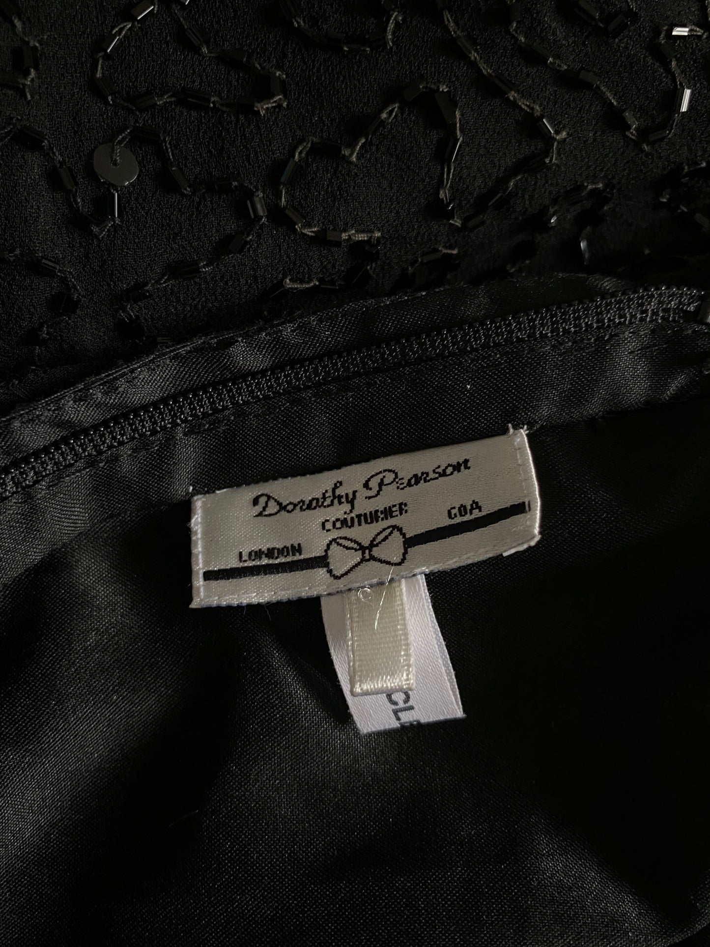 Vintage black beaded evening gown UK 8