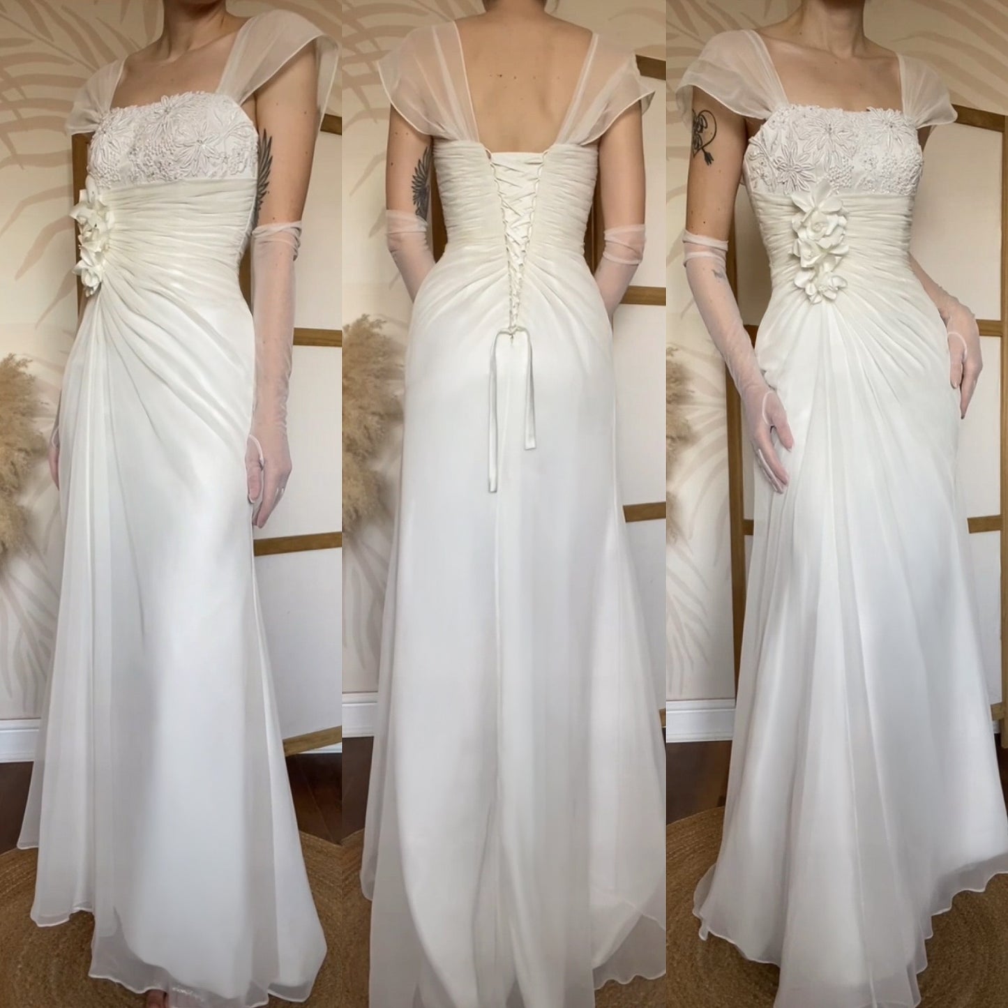 Amanda Wyatt ivory chiffon wedding dress uk 8-10