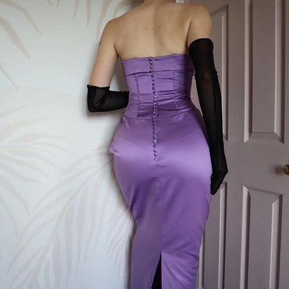 Hilary Morgan Vintage Purple Strapless Corset Gown UK 10-12