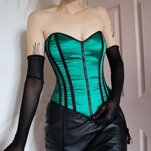 Load image into Gallery viewer, Shirley of Hollywood green zip up corset UK S
