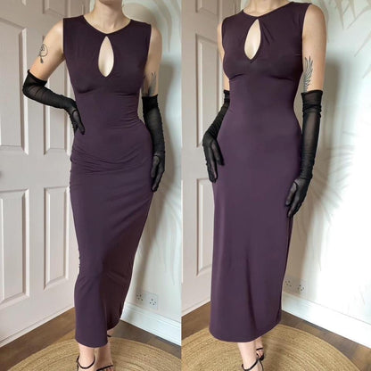 Nick Coleman purple stretch bodycon dress UK 10-12