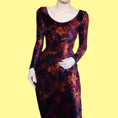 Long sleeve Monsoon Twilight velvet evening dress UK 12