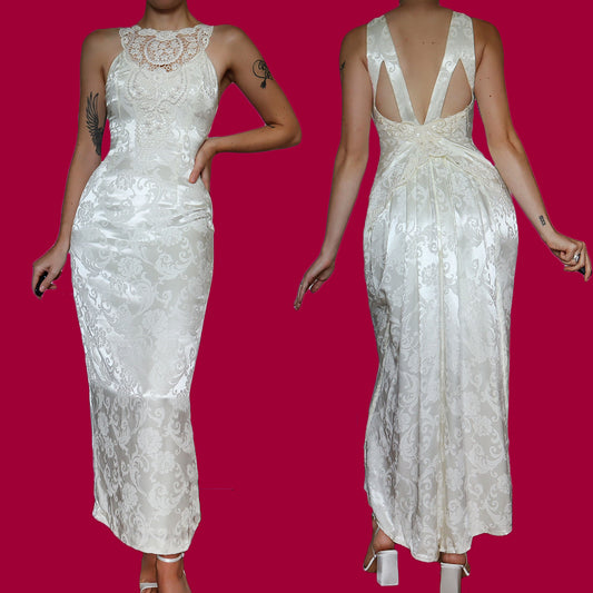 Silky white Jessica McClintock petite wedding dress UK 8