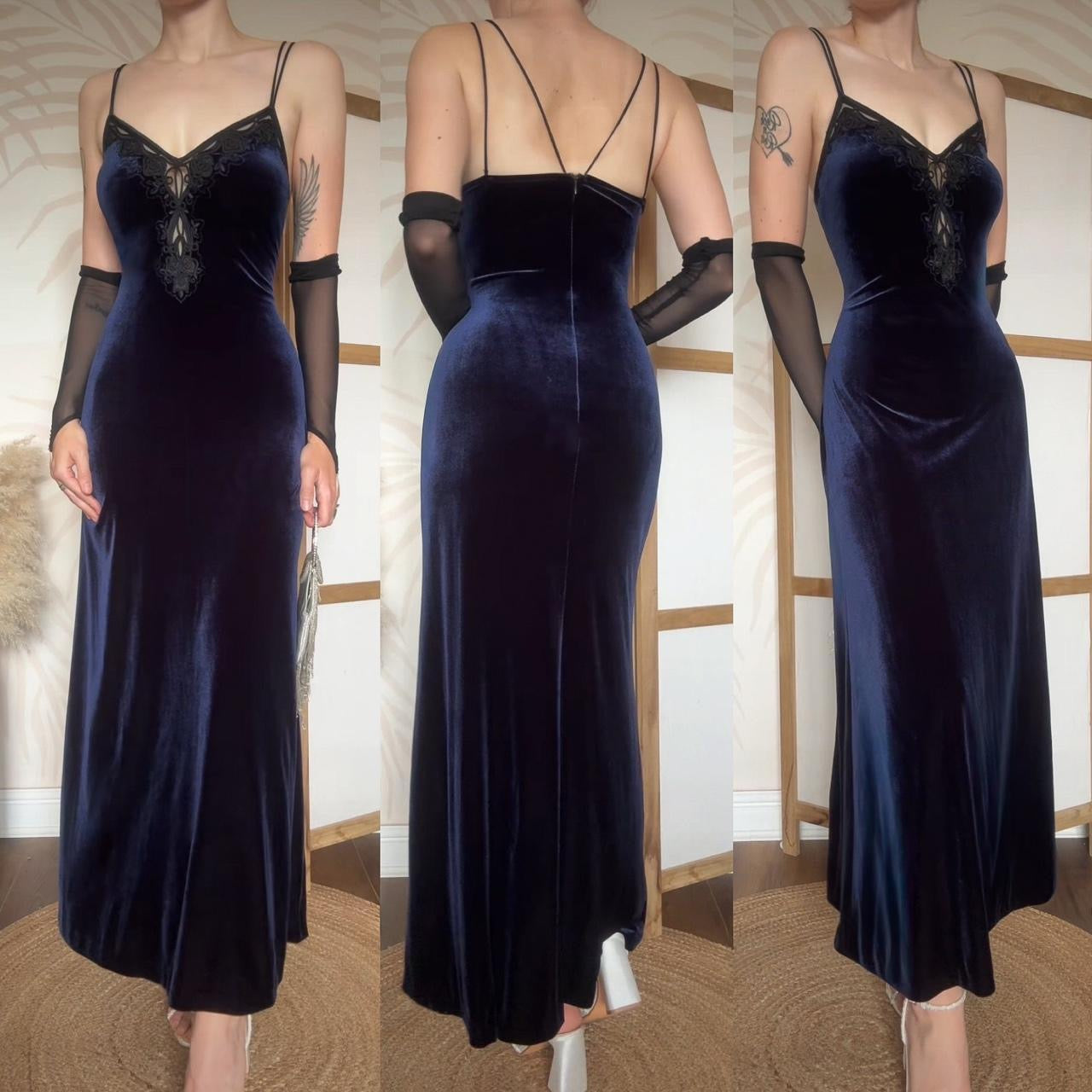 Emma Somerset navy velvet evening dress uk 14