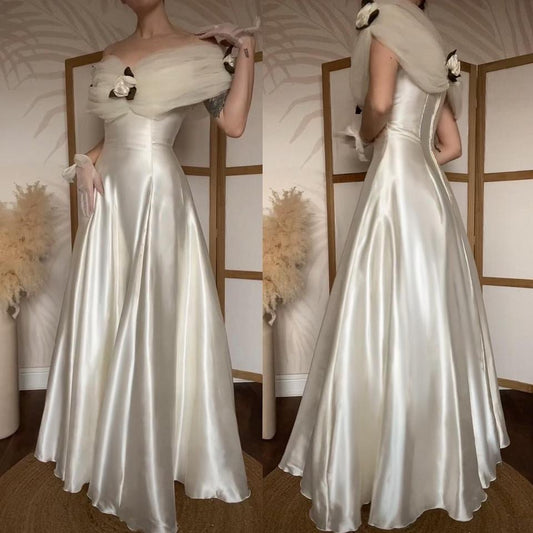 Dreamy vintage Ellis ivory satin wedding dress uk 14