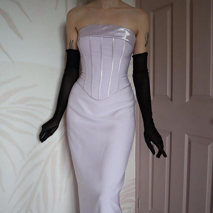 Lilac strapless corset evening dress UK 10-12