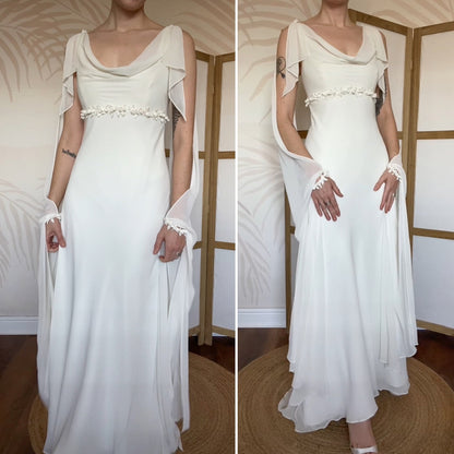 Victoria Jane white ethereal long sleeve wedding dress UK 14