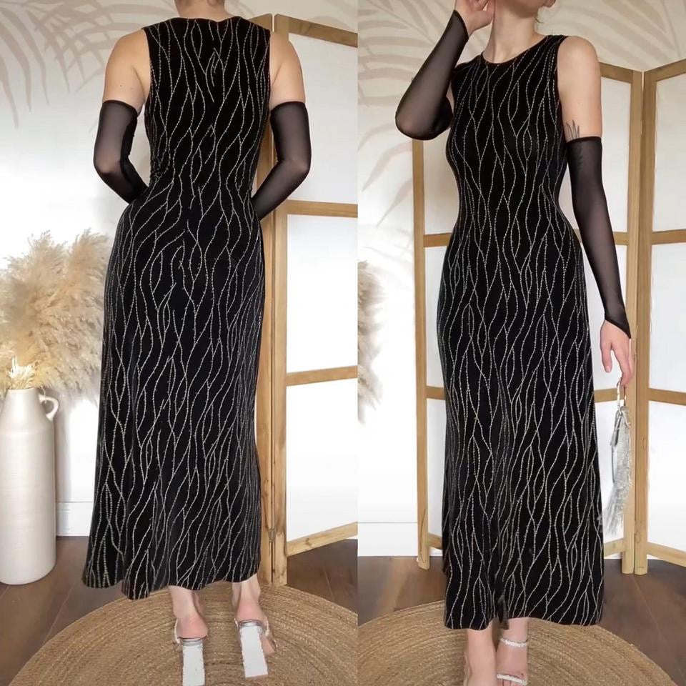 Ronni Nicole black stretchy maxi dress uk 10/12