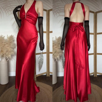 Niki Livas petite red satin prom dress uk 8