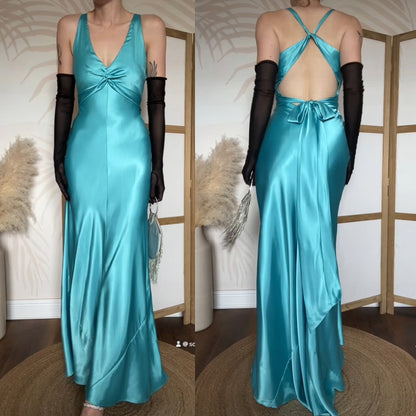 Nightway sapphire satin evening dress uk 8