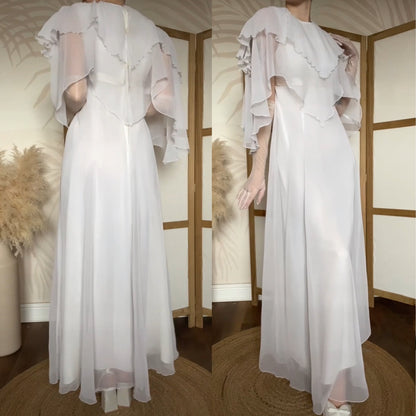 John Charles 70s white floaty wedding dress uk 12