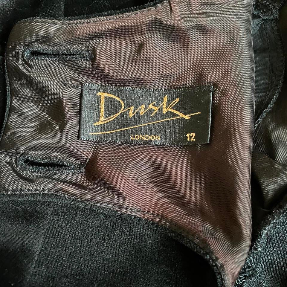 Dusk black velvet long sleeve midi dress UK 10-12